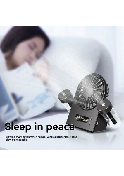 Dual Sprays Masaüstü Fan Nemlendirici 2'si 1 Arada USB Taşınabilir Dijital Ekran Su Takviyesi 1200MAH Siyah (Yurt Dışından) fiyatları