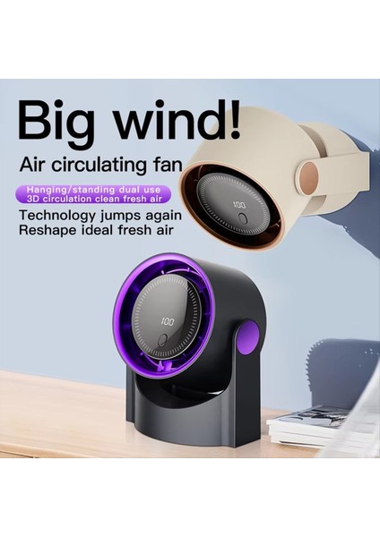 Masaüstü Sirkülasyon Vantilatörü 4 Hızlı Kontrolü Elektrikli Yüksek Hızlı USB Şarj Edilebilir Soğutma Gri (Yurt Dışından) modelleri