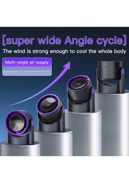 Masaüstü Sirkülasyon Vantilatörü 4 Hızlı Kontrolü Elektrikli Yüksek Hızlı USB Şarj Edilebilir Soğutma Gri (Yurt Dışından) indirimleri