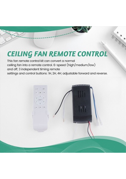 4x Evrensel Tavan Vantilatörü Uzaktan Kumanda Kiti Yedek Parça, 6 Hız ve Zamanlama, Dc Işık Için Yedek Parça (Yurt Dışından) fırsatları