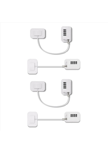 4 Parça Buzdolabı Kilidi Dondurucu Buzdolabı Kapısı Kombinasyonu Çocuk Güvenlik Kilidi Dolap Çekmecesi (Beyaz) (Yurt Dışından)