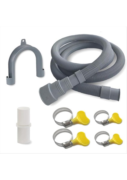 6,5 Ft Çamaşır Makinesi Tahliye Hortumu Uzatma Kiti - Çamaşır Makinesi, Bulaşık Makinesi ve Nem Alma Cihazı Için Evrensel, U Braketli, Adaptörlü (Yurt Dışından)