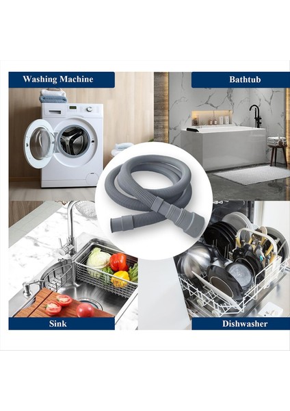 6,5 Ft Çamaşır Makinesi Tahliye Hortumu Uzatma Kiti - Çamaşır Makinesi, Bulaşık Makinesi ve Nem Alma Cihazı Için Evrensel, U Braketli, Adaptörlü (Yurt Dışından) indirimleri