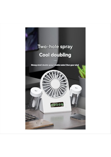 Dual Sprays Masaüstü Fan Nemlendirici 2'si 1 Arada USB Taşınabilir Dijital Ekran Su Takviyesi 1200MAH Siyah (Yurt Dışından) modelleri