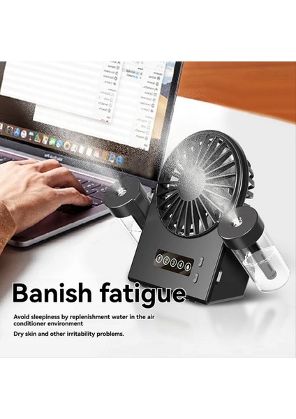 Dual Sprays Masaüstü Fan Nemlendirici 2'si 1 Arada USB Taşınabilir Dijital Ekran Su Takviyesi 1200MAH Siyah (Yurt Dışından) indirimleri