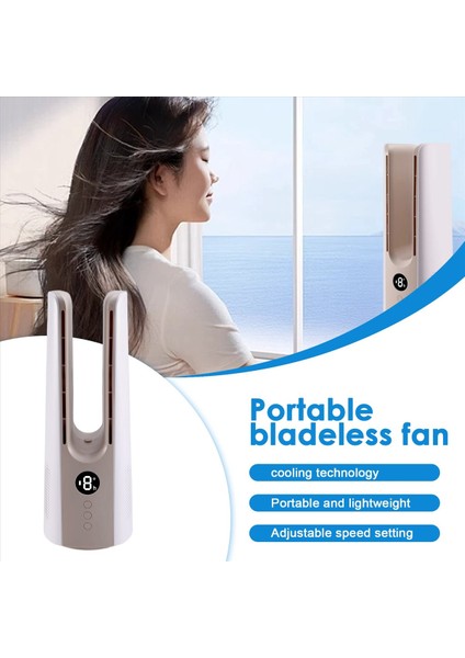 Taşınabilir Kanatsız Vantilatör - Kamp Için Şarj Edilebilir Mini Soğutucu, 9 Hızlı Sessiz Vantilatör, Ev Tipi Soğuk Hava (Yurt Dışından) indirimleri