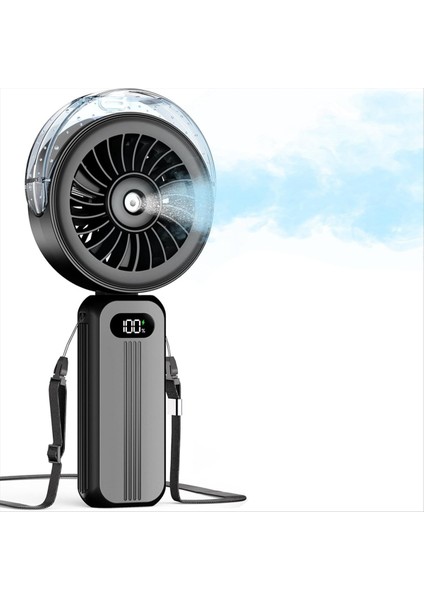 Taşınabilir Sisleme Fanı Güçlü 4 Yüksek Hızlı Şarj Edilebilir Küçük Elde Taşınabilir Su Sisi, 4000MAH Pil ile Çalışır Siyah (Yurt Dışından)