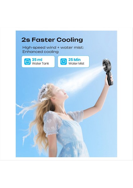 Taşınabilir Sisleme Fanı Güçlü 4 Yüksek Hızlı Şarj Edilebilir Küçük Elde Taşınabilir Su Sisi, 4000MAH Pil ile Çalışır Siyah (Yurt Dışından) fiyatları