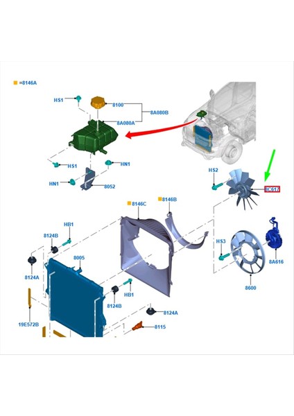 Ranger BT50 2.2l 3.2l Turbo Için Araç Soğutma Radyatör Fanı B3G-8C617CA 1733923 2037262 Ham Yağını Değiştirin (Yurt Dışından) fiyatları