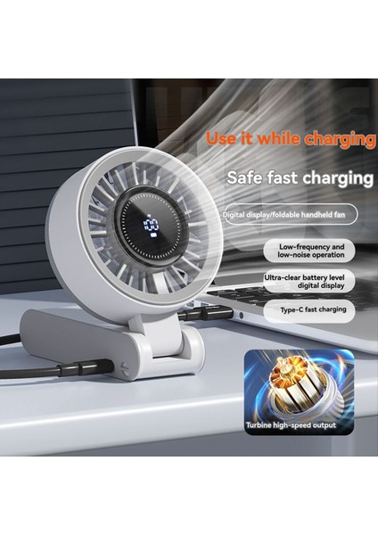 2025 Yüksek Hızlı Elde Taşınabilir Şiddetli Katlanır Vantilatör USB Türbin Dijital Ekran Taşınabilir Boyun Askılı Açık Hava Küçük (Yurt Dışından) indirimleri