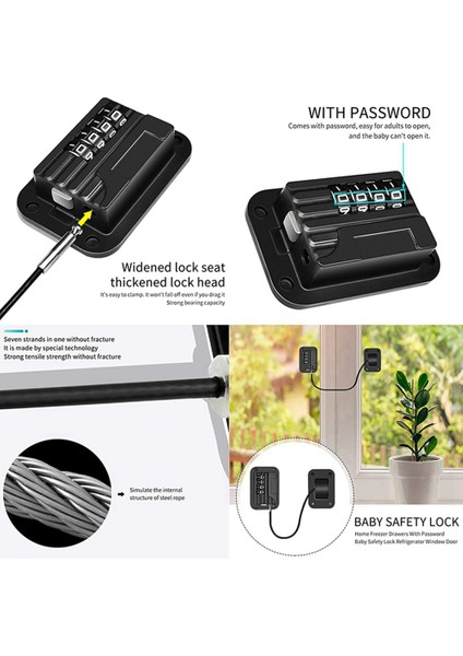4'lü Buzdolabı Kilidi Kombinasyonlu Paket, Çocuklar Için Güvenli Buzdolabı, Çocuk Güvenlik Dolap Pencere Kilitleri, Bebek Kapısı (Yurt Dışından) indirimleri
