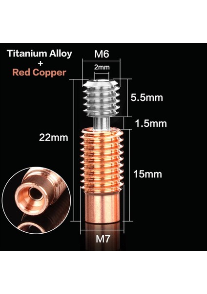 Bimetal V6 Titanyum Alaşımlı Boğaz Bimetal Isı Kesici Hotend Isıtıcı Bloğu (Yurt Dışından) fiyatları