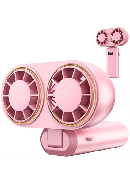 Taşınabilir El Tipi Vantilatör USB Şarjlı Soğutucu Çift Dijital Ekranlı Şarj Edilebilir Pil Pembe (Yurt Dışından) fiyatları