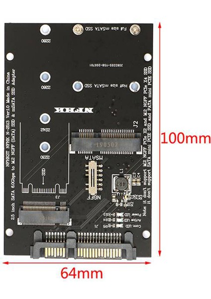 M.2 Ngff Msata Ssd'den 2,5 Inç 6,0 Gbps 2'si 1 Arada Adaptör Dönüştürücü Kart Desteği Pc Dizüstü Bilgisayar Sabit Disk Diyagramı (Yurt Dışından) fırsatları