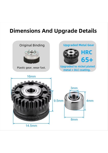 K2 Plus 3D Yazıcı Ekstruder Dişlisi Tüm Metal Filament Tahrikli Kaplama Ekstruder (Yurt Dışından) modelleri