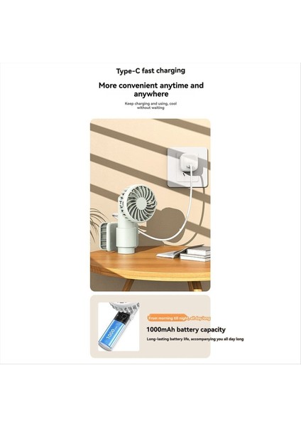 Taşınabilir Çok Fonksiyonlu Mini Klipsli Fan USB Şarj Edilebilir 1000MAH 3 Hızı Sessiz El Tipi Seyahat Şemsiyesi (Yurt Dışından) modelleri