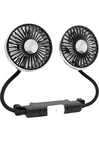 LED Işıklı 360° Ayarlanabilir Araba Vantilatörü USB Çift Kafa Soğutmalı Hava 3 Hızlı Otomatik Arka Koltuk Baş Desteği (Yurt Dışından)