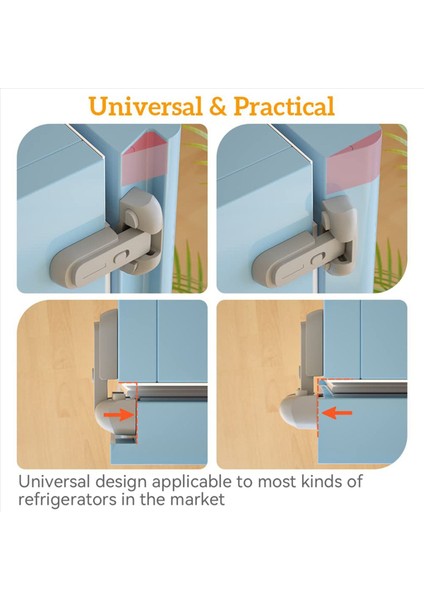 4 Adet Güvenli Buzdolabı Kilidi, Çocuklara Karşı Korumalı Buzdolabı Dondurucu Kapısı, Sızdırmazlık Şeritleriyle Buzdolaplarını Korur Gri (Yurt Dışından) fırsatları