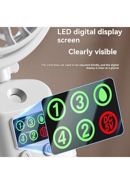 Şarjlı Dört Hızlı Sprey Fanı, Mini Kaide Klipsi, Ev ve Ofis Kullanımına Uygun, Kompakt, B (Yurt Dışından)