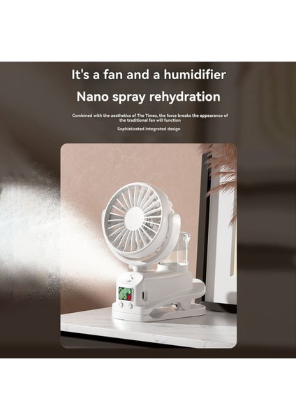 Şarjlı Dört Hızlı Sprey Fanı, Mini Kaide Klipsi, Ev ve Ofis Kullanımına Uygun, Kompakt, B (Yurt Dışından) indirimleri