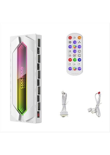 22'si 1 Arada 5V 3pin Argb ve Pwm Hub Kontrol Cihazı Fan Hub Ayırıcı Güç Uzaktan Kumandası Pc Soğutma Işık Şeridi Beyaz (Yurt Dışından)