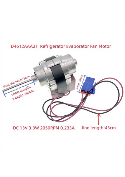 2x D4612AAA21 Buzdolabı Evaporatör Fan Motoru 3015915900 3015907300 Dc 13V 3.3W 2050RPM (Yurt Dışından) modelleri