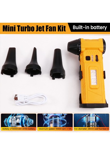 El Tipi Işıklı Fan 110000 Rpm Ayarlanabilir Hız Saç Kurutma Makinesi Elektrikli Süpürge Hava Toz Üfleyici Fırçasız Motor B (Yurt Dışından) fırsatları