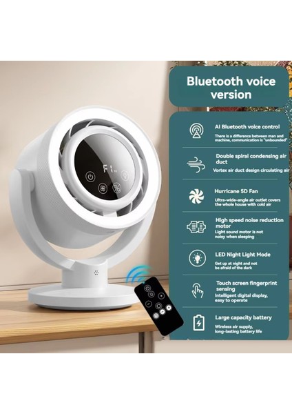 Yapay Zeka Kontrollü, Sesli, Dokunmatik Dijital Ekranlı, Kanatsız USB Masaüstü Vantilatör, Dış Mekan ve Ev Kullanımı Için (Yurt Dışından) fiyatları