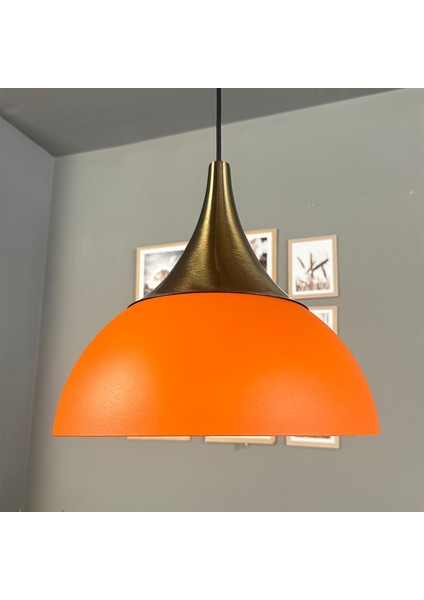 Yimpi Mat Turuncu Avize Tekli Sarkıt Eskitme Kubbe Başlık Salon Mutfak Kuaför Dekoratif Aydınlatma