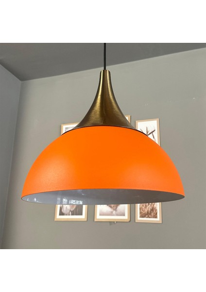 Yimpi Mat Turuncu Avize Tekli Sarkıt Eskitme Kubbe Başlık Salon Mutfak Kuaför Dekoratif Aydınlatma indirimleri