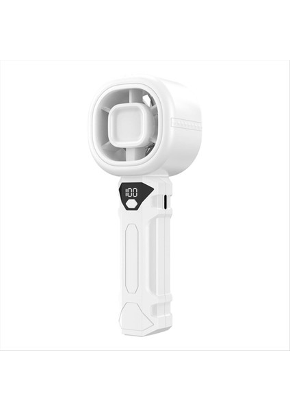 Taşınabilir El Tipi Vantilatör, Dijital Ekranlı Kişisel Vantilatör, 3 Hızı, 3000MAH Pil, USB Şarj Edilebilir Beyaz (Yurt Dışından)