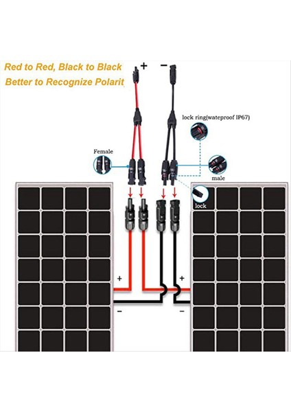 Power Solar Konnektör Y-Dal Kablosu, Paneller Için Paralel Kablo Adaptörü (Yurt Dışından) modelleri