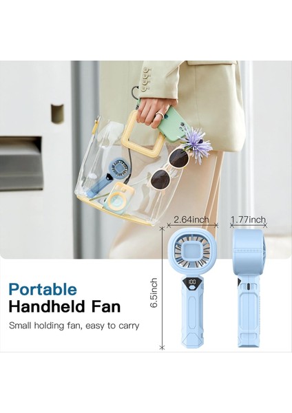 Taşınabilir El Tipi Vantilatör, Dijital Ekranlı Mini Kişisel Vantilatörler, 3 Hızı, 3000MAH Pil USB El Tipi Vantilatör (Yurt Dışından) indirimleri