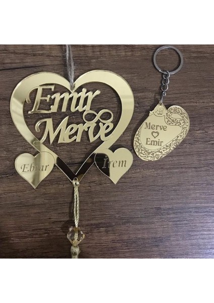 Kişiye Özel Kalp Dikiz Aynası Süsü (1 Anahtarlıklı)