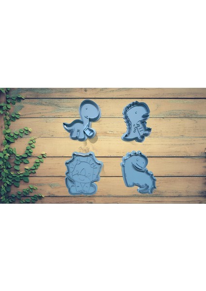 Dinozor Temalı 4 Parça Kurabiye Hamur Kalıbı