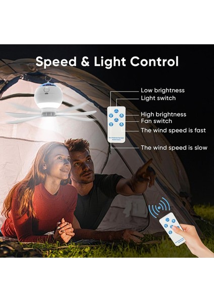 Işıklı ve Yıldızlı Projeksiyonlu Tavan Vantilatörleri, LED Asılı Kamp Vantilatörü Uzaktan Kumandalı Zamanlayıcı, 3600MAH Şarj Edilebilir Pil (Yurt Dışından) indirimleri