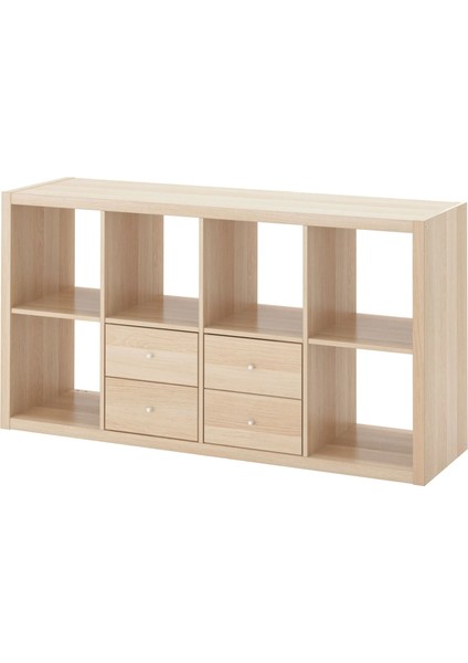 Kallax Açık Raf Ünitesi Ağartılmış Meşe Görünümlü 147 x 77 cm Çekmeceli
