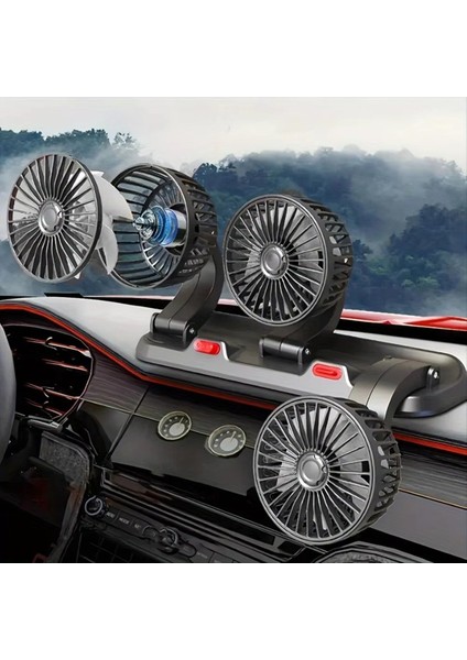 Araba Fanı Üç Kafalı USB 3 Hızlı Ayarlanabilir 360 Derece Dönüş Soğutmaya Uygun Güçlü (Yurt Dışından) fiyatları