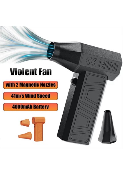 Yüksek Güçlü Turbofan Şiddetli Jet Fan 90000 Rpm Kablosuz Hava Üfleyici Fırçasız Motor 3 Vites Toz Turuncu (Yurt Dışından) fiyatları