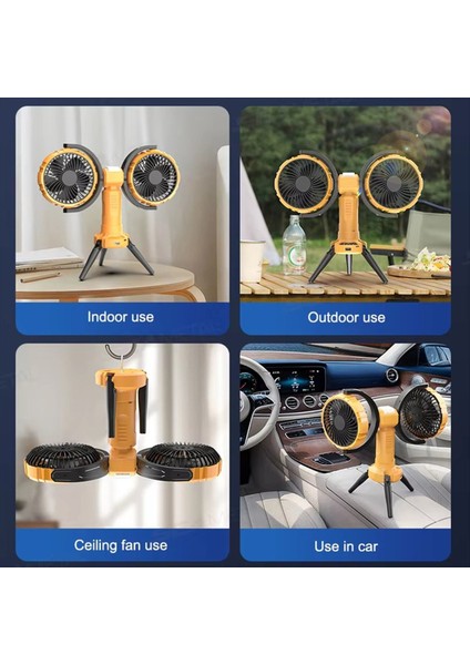 8000MAH Kamp Fanı Açık Hava Şarj Edilebilir Soğutma Otomatik Döndürme Taşınabilir LED Işık Şarjlı (Yurt Dışından) fırsatları