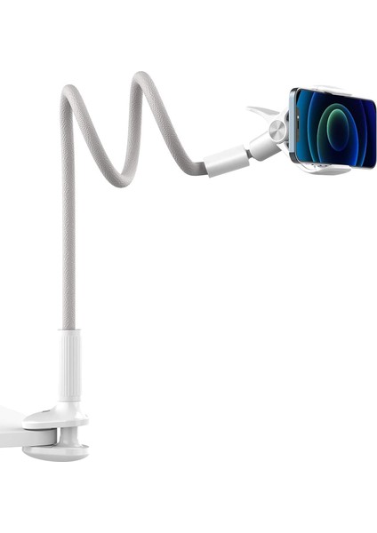 Bix Ivy-95 Akrobat Esnek Telefon Tutucu, Esnek Deri Sarmalı Kol Cep Telefonu Montaj Standı, 360° Ayarlanabilir Kelepçe Klipsli, Tüm 4-7”, ve Tüm Cep Telefonlarıyla Uyumlu Gri