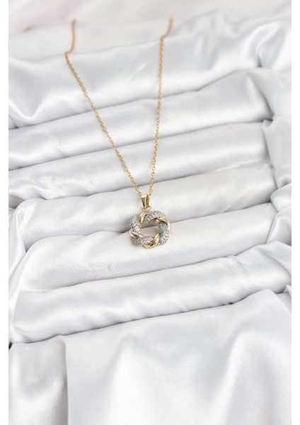 316L Çelik Zincir Gold Renk Zirkon Taşlı Sarmal Model Kadın Kolye - TJ-BKO10612 fiyatları