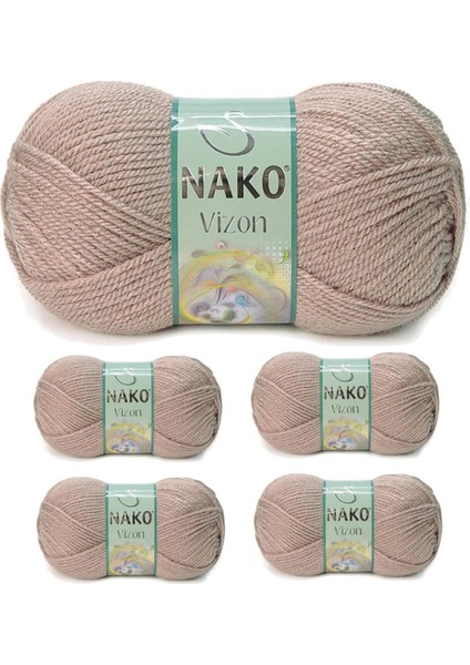 Litaetrend 5 Adet Vizon Premium Akrilik El Örgü Ipi Yünü Renk NO:257 Sütlü Kahve