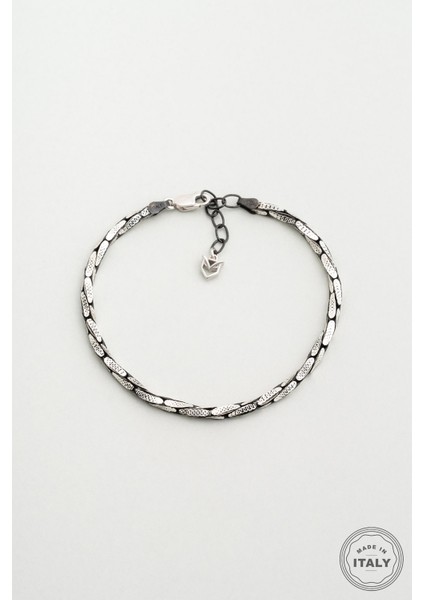 Italyan Rutenyum Kaplama 21 cm Gümüş Erkek Zincir Bileklik
