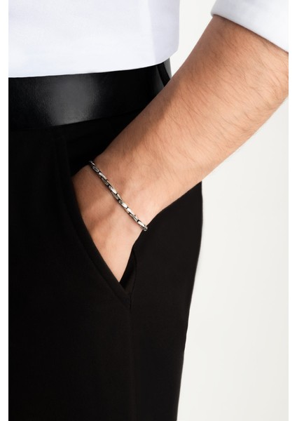 Italyan Rutenyum Kaplama 21 cm Gümüş Erkek Zincir Bileklik fiyatları