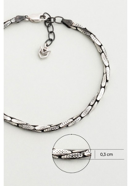 Italyan Rutenyum Kaplama 21 cm Gümüş Erkek Zincir Bileklik modelleri