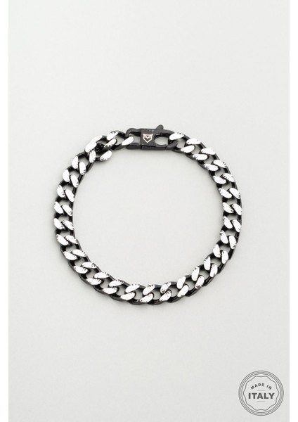 Italyan Rutenyum Kaplama Gümüş Erkek Zincir Bileklik