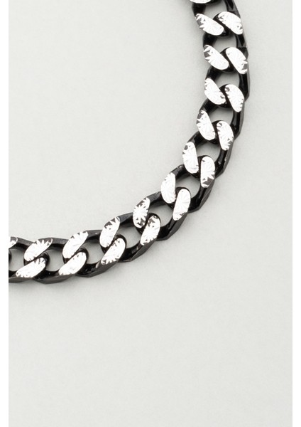 Italyan Rutenyum Kaplama Gümüş Erkek Zincir Bileklik indirimleri