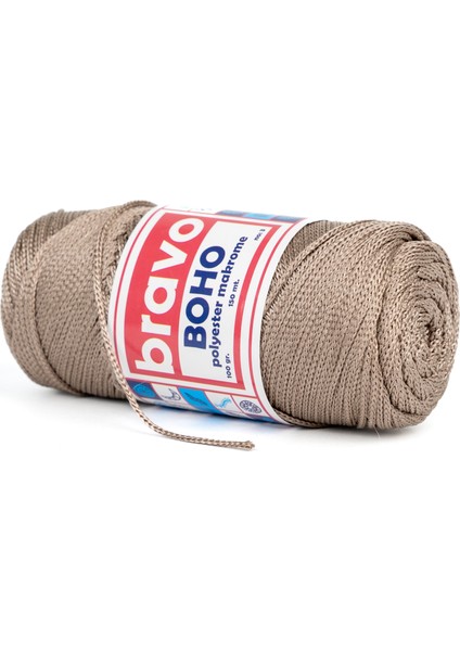 Boho Polyester Makrome Iplik 100 gr 150 Metre 3 mm (Renk Kodu:40) Vizon