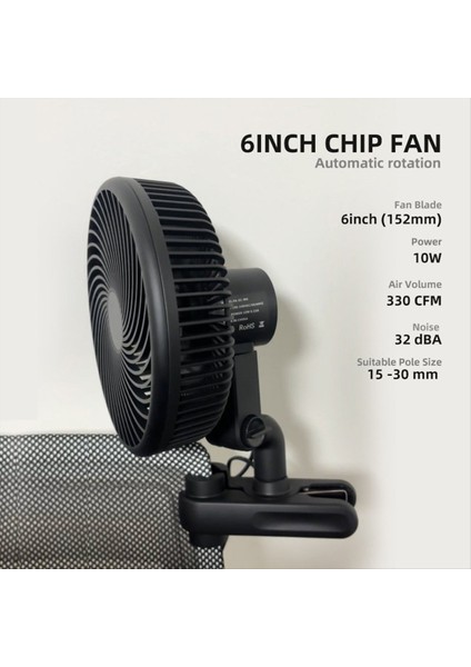 Uzun Ömürlü Ec Motorlu 6 Inçlik Büyüme Çadırı Klipsli Fan, 10 Dinamik Hızı, IP54 Hidroponik Sirkülasyon Soğutma, Abd Fişi (Yurt Dışından) fırsatları